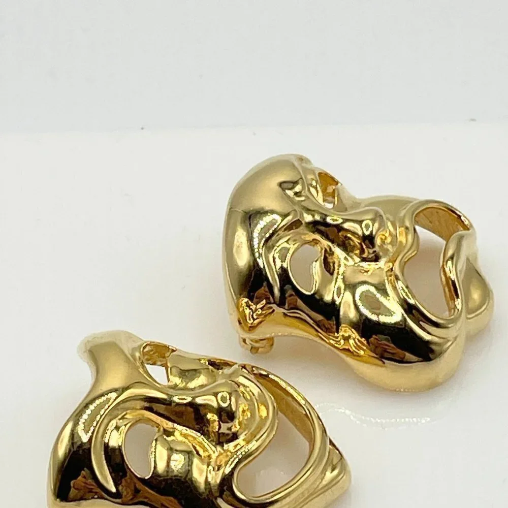 Joan Rivers RARE Vintage Comedy Tragedy Masks Gold-Plated Pins Set of Two
